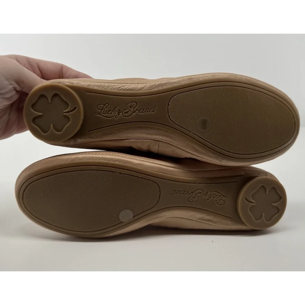 Lucky Brand Emmie Ballet Flats 7M Rose Cream Leather Slip On Boho Minimalist
